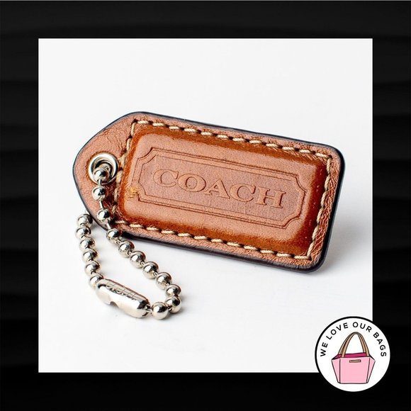 2″ Medium COACH BROWN LEATHER KEY FOB BAG CHARM
